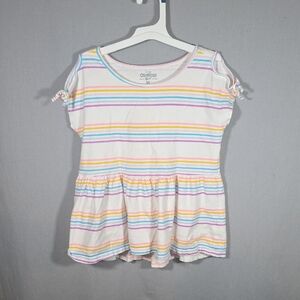 OshKosh B'gosh White Short Sleeve Tee with Peplum Girls Size 10